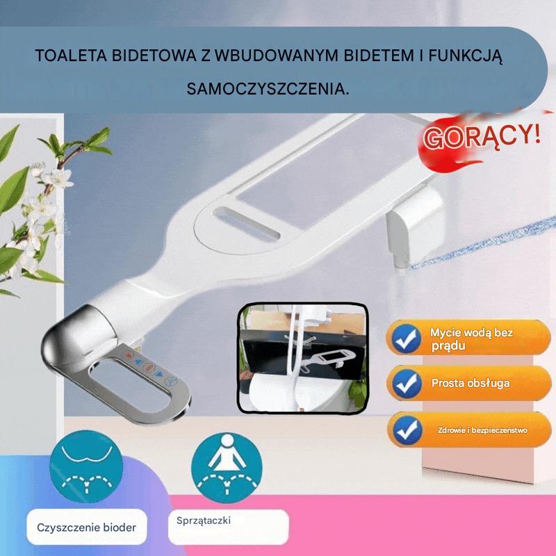 🚽💦【Żegnaj papierowi toaletowemu na zawsze! 🚽💦】Toaleta bidetowa bez prądu i z podwójną dyszą, myjka toaletowa z bidetem, higieniczny bidet z samoczyszczeniem.