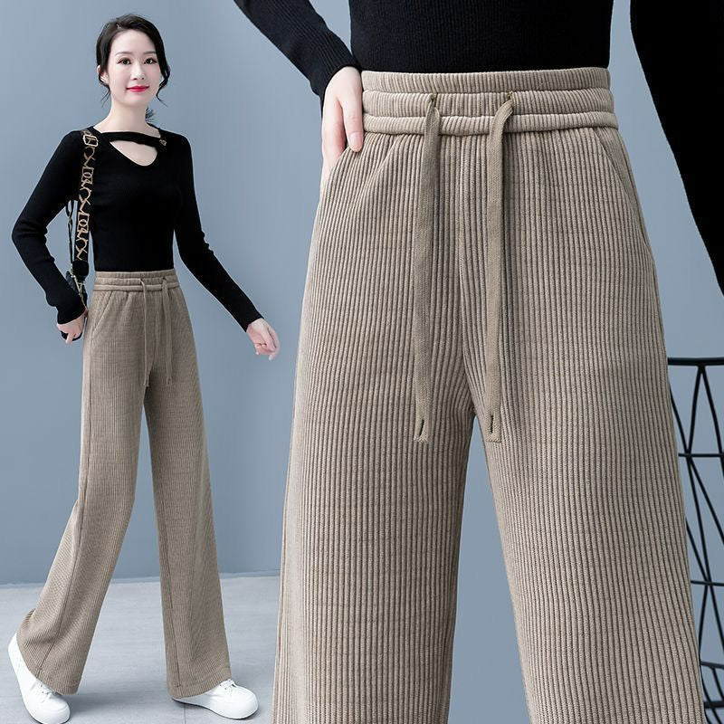 🔥【M-3XL】🔥Aksamitne spodnie casual z szerokimi nogawkami, bardzo wygodne w noszeniu.