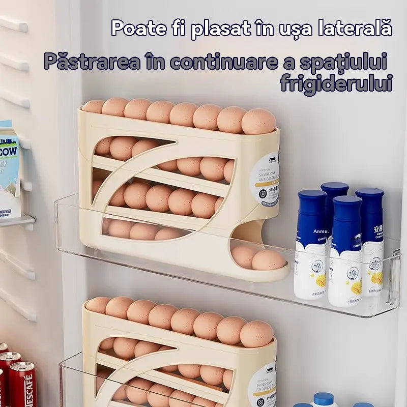 💥🥚🥚【30 tojás tárolására alkalmas】 Kihúzható tojástároló doboz – automatikus visszaállítás
