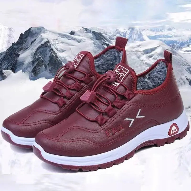👢✨【35-41】Nuevas botas de senderismo para mujer para otoño e invierno, fabricadas en piel auténtica y elaboradas artesanalmente con forro de felpa de algodón.