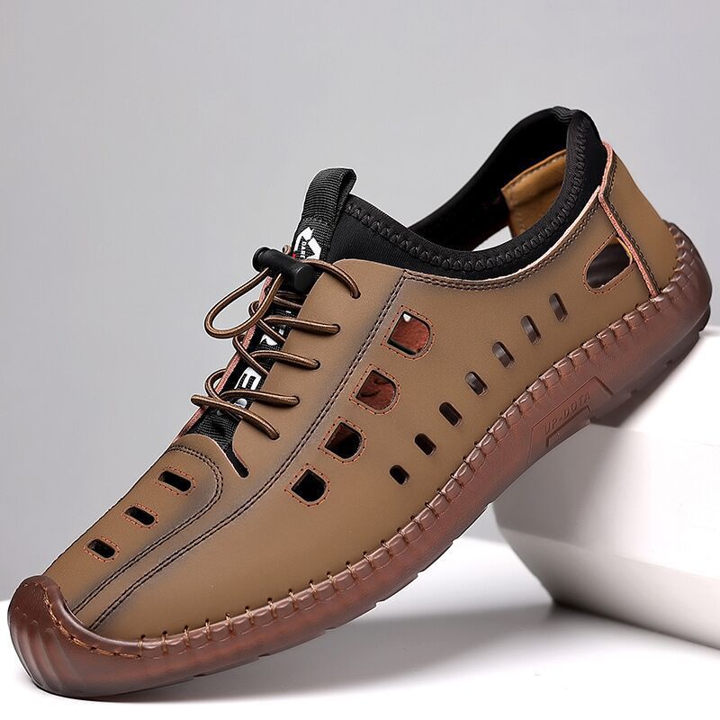👞【39-44】2025 nowe letnie oddychające męskie buty na co dzień z pustą, miękką podeszwą