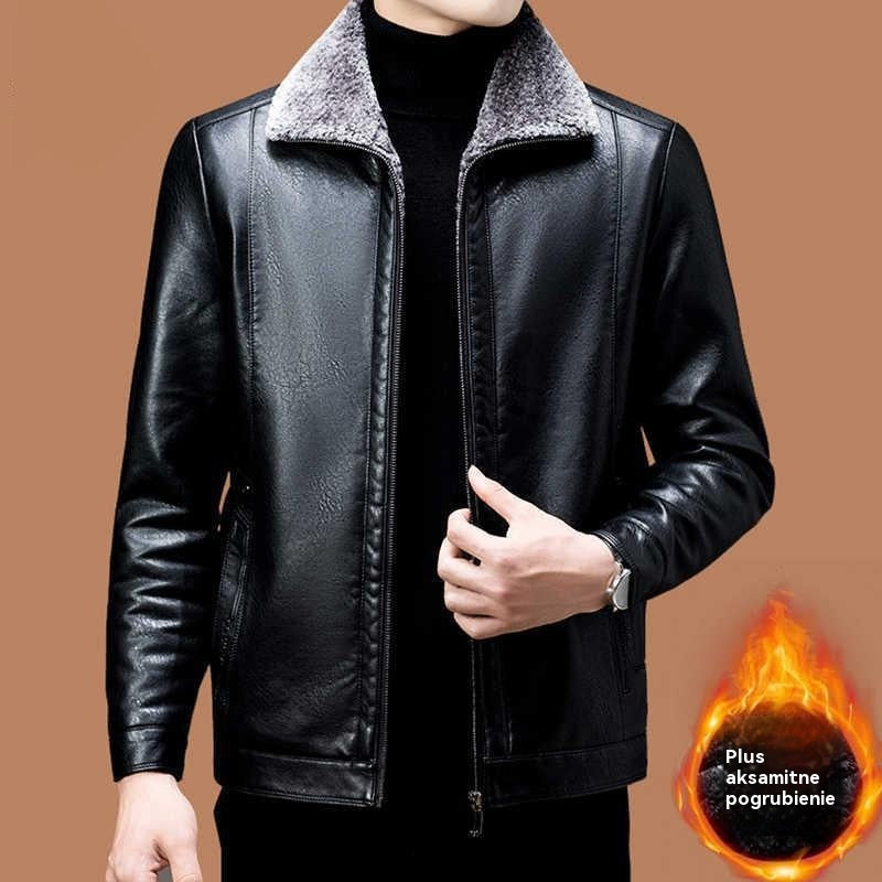 🔥【M-3XL】🖤2025 Męska zimowa kurtka skórzana z miękkim, grubym futrzanym kołnierzem, casualowa