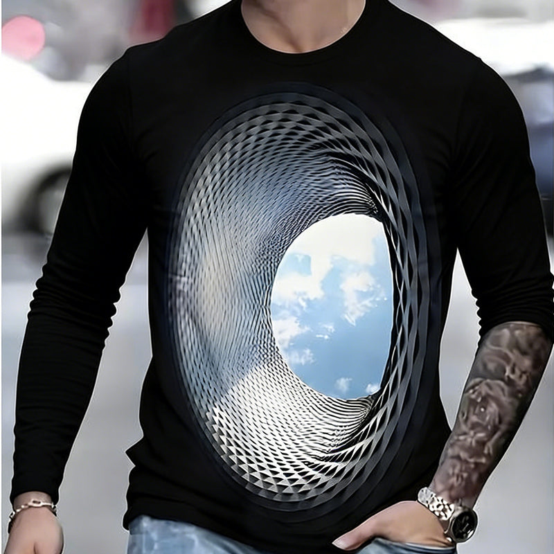 🌀👕【S-5XL】2026 Új, divatos és kreatív férfi 3D fekete lyuk mintás póló