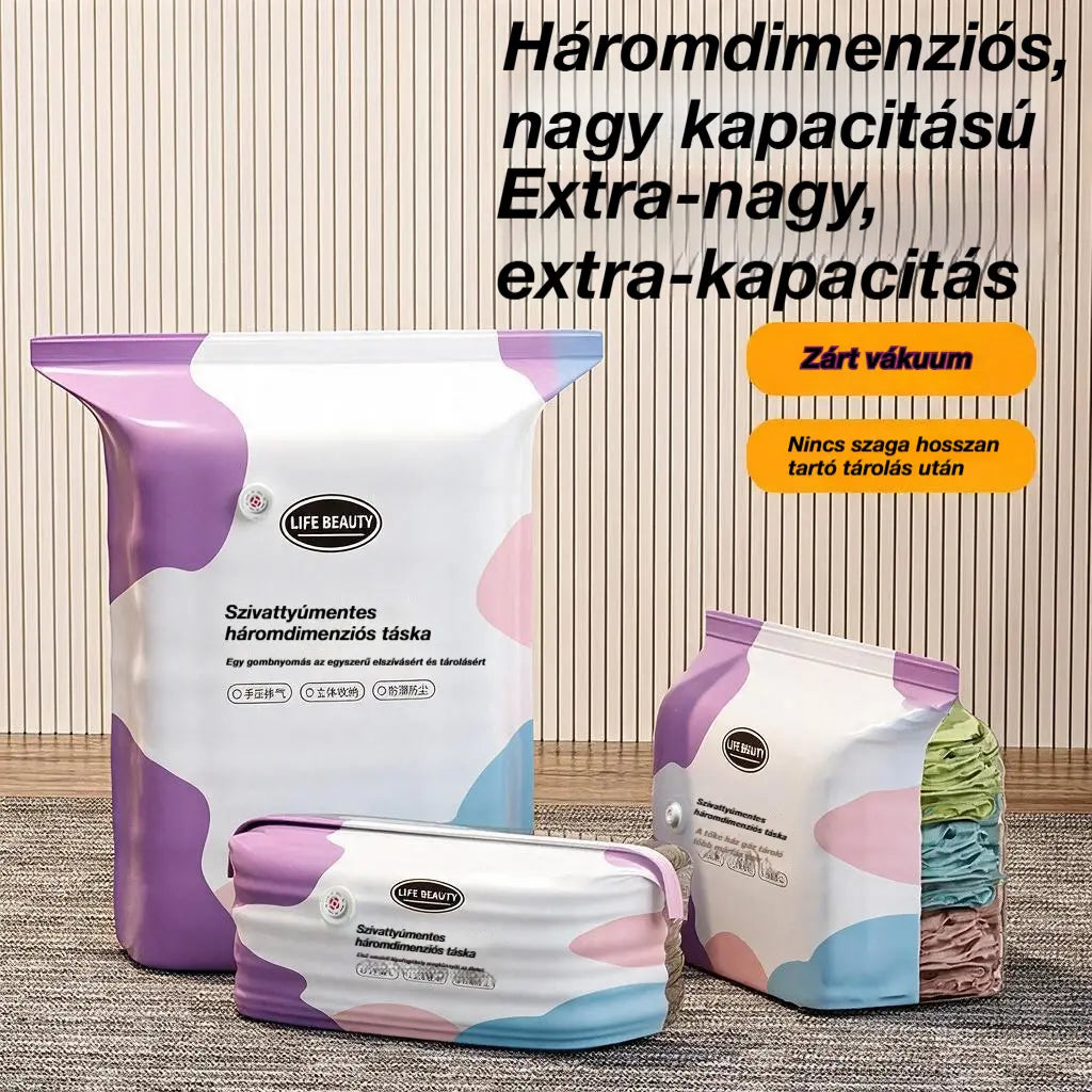 【Második termék féláron】🧳5 darab💨 Nagy, rugalmas vákuumos tárolótasakok: Nincs szükség légpumpára, szivárgásmentesek és ideálisak a helytakarékosságra a bőröndben és otthon ✈️