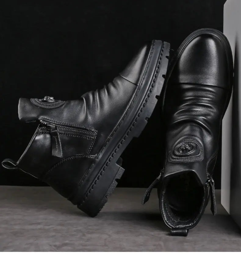 🔥[39-44] Νέες μοντέρνες ζεστές δερμάτινες μπότες με χοντρή σόλα για άνδρες