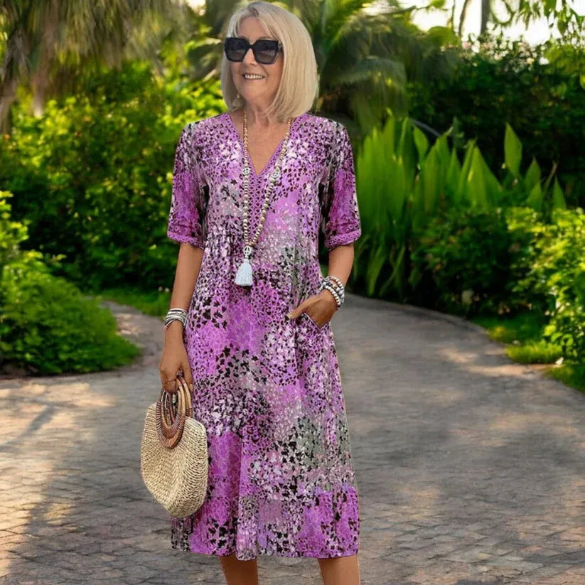 【S-3XL】 Vestido estampado ligero y fluido que estiliza la figura.