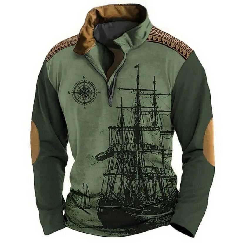 【XS-5XL】🔥Časovno omejena ponudba:🔥 Moška polo majica z visokim ovratnikom in jadralno tematiko - novost, mehka in udobna