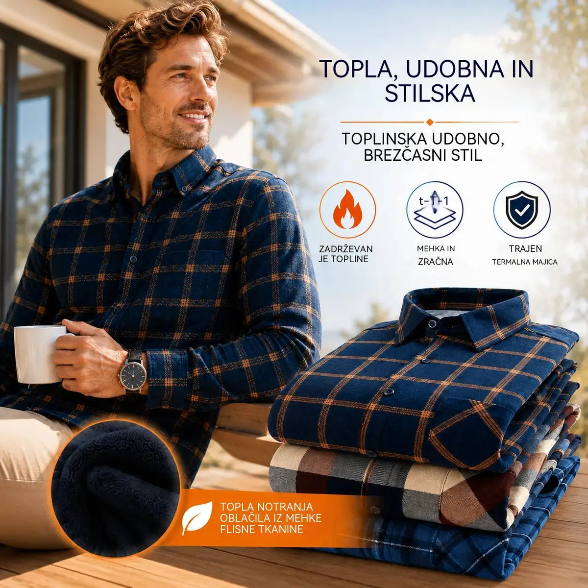 👔【L-5XL】Nova jesensko/zimska moška topla dvostranska flis majica, elegantna in vsestranska.