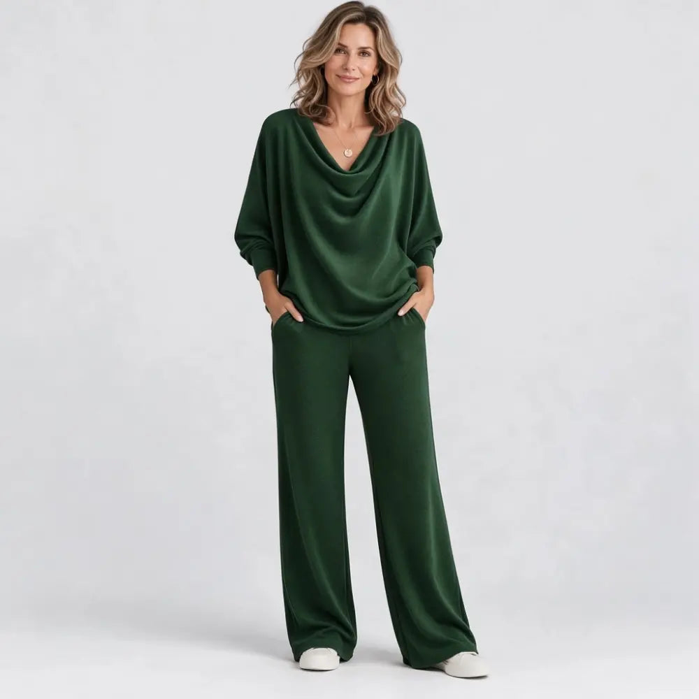 📢📢 50 % popusta 【S-3XL】Elegantni dvodelni komplet: žametni top + ležerne hlače
