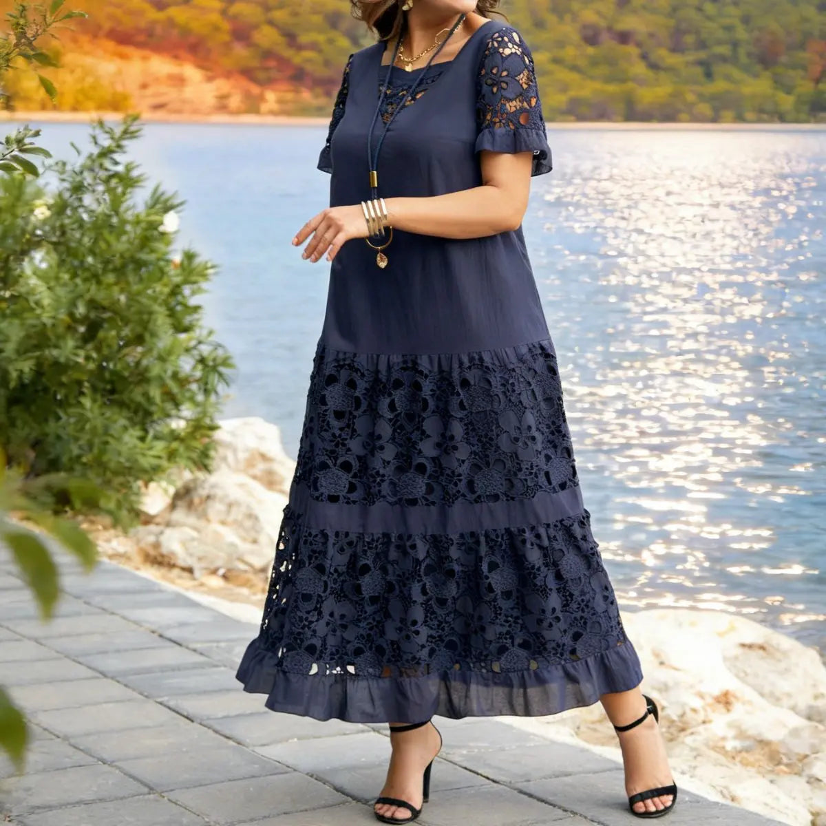 ⏳✨【Speciální nabídka konce sezóny】【S-5XL】Nové módní a elegantní krajkové šaty s výstřihem do V, ležérní a všestranné✅ Doprava zdarma✅ Platba při doručení