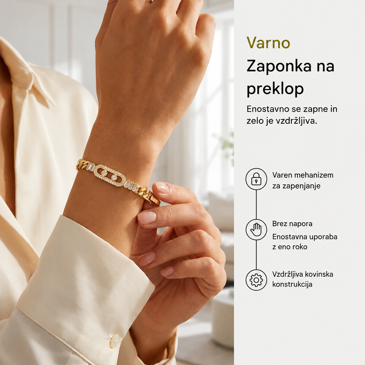 ✨ 50 % popust! 🔷 Ženska zlata zapestnica s cirkoni 💫
