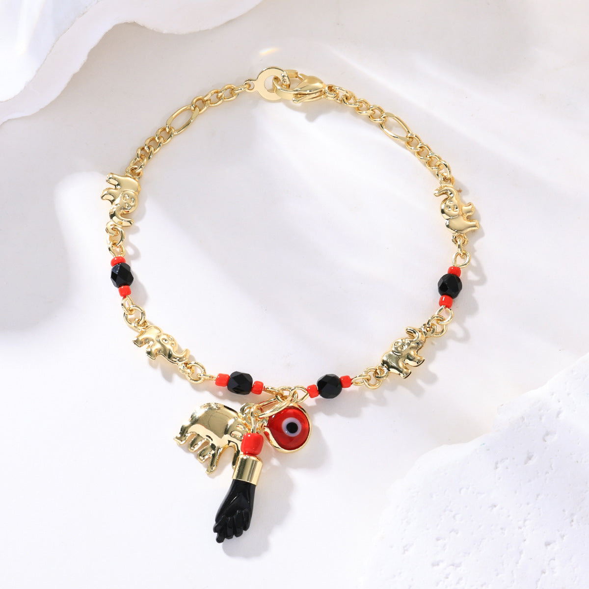 📿 ČASOVNO OMEJENA PONUDBA 50 % POPUSTA!🔥🌀 Boho zapestnica z amuletom in srečnim slonom - simbolični obeski, nastavljiva oblika, pozlata in 7 stilov ✨