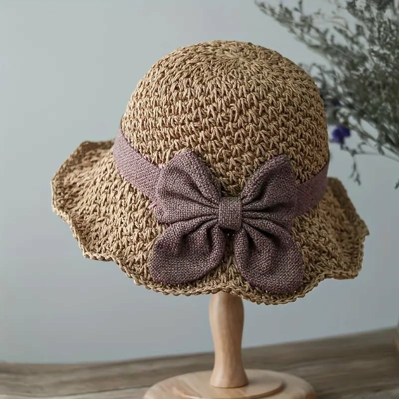 🎀🎀 50 % POPUST 👒 | Retro slamnik s pentljo – zložljiv in zračen za poletje