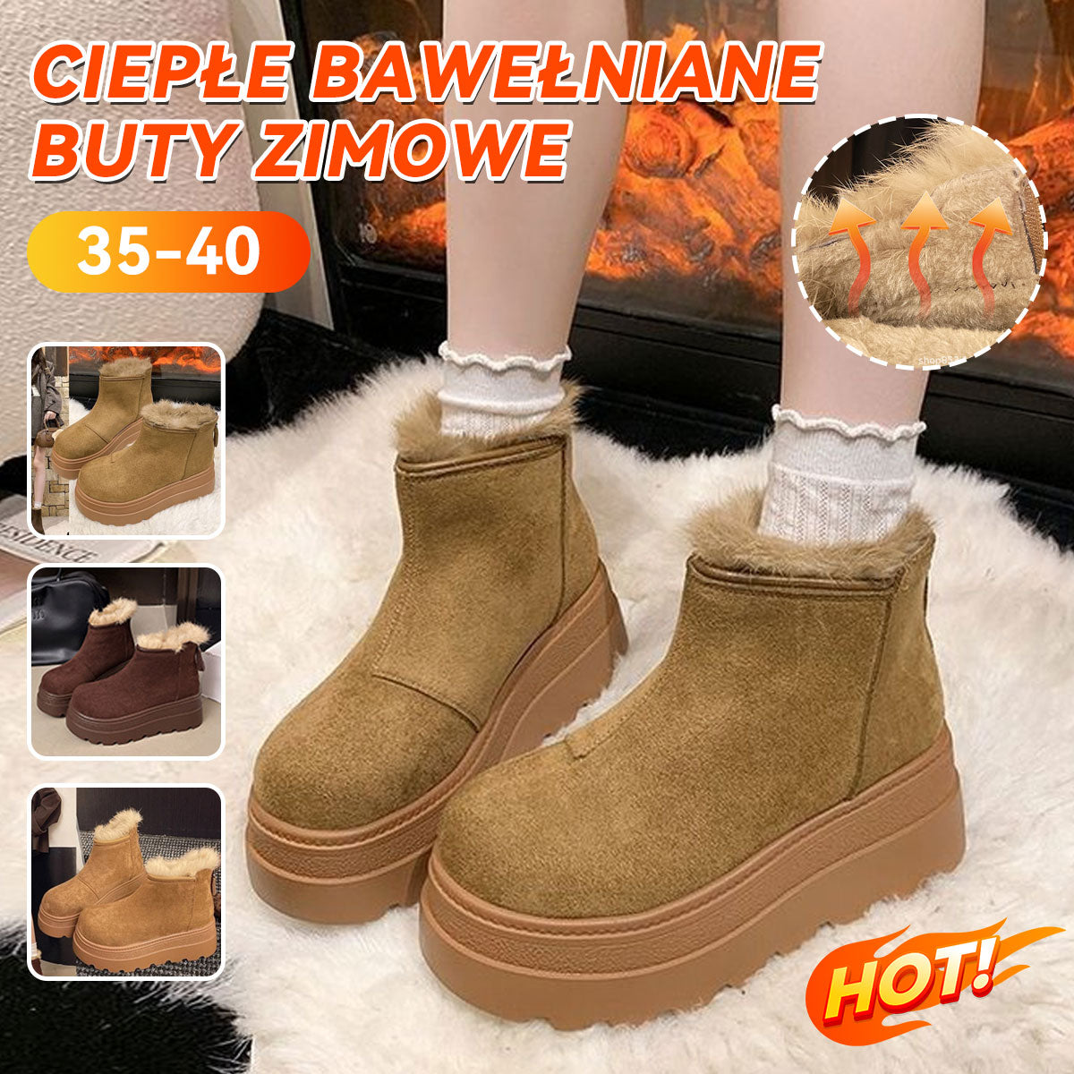 2026 Nowy styl, grube, podszyte polarem, ciepłe i grube, zimowe buty damskie Birkenstock, krótkie buty/śniegowce