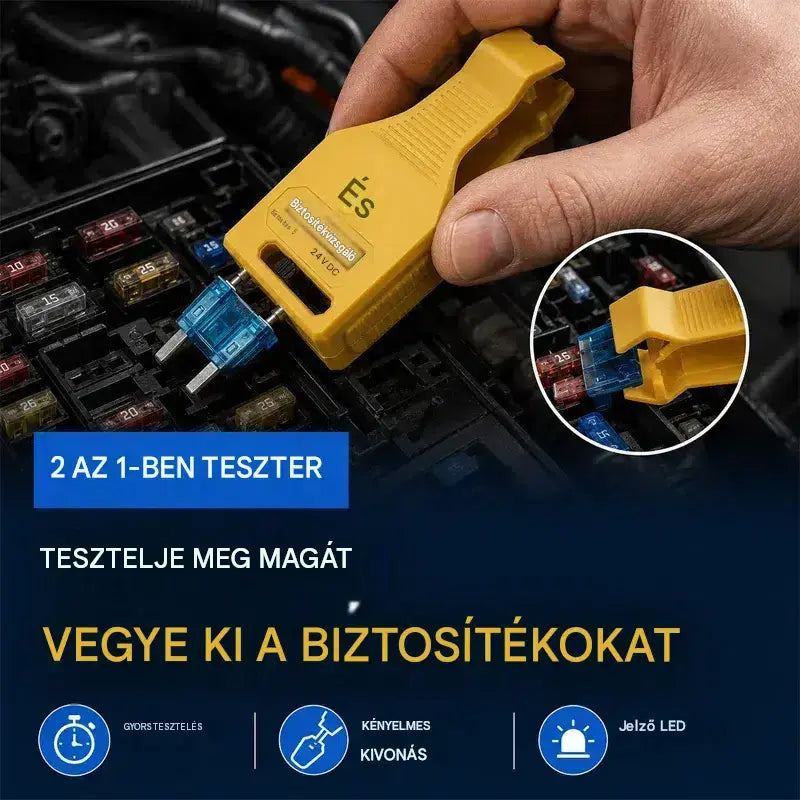 ⚡ 2 az 1-ben biztosítékvizsgáló és autós fogó (12V/24V kompatibilis / Zöld LED jelzőfény / Állítható hézag / Kihúzófogó / Autóhoz, teherautóhoz, hajóhoz)! 🚗✨