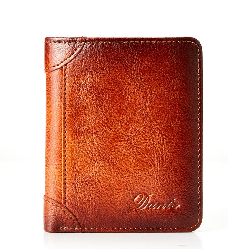 ✨ Cartera de cuero genuino para hombre con protección RFID, compacta y elegante