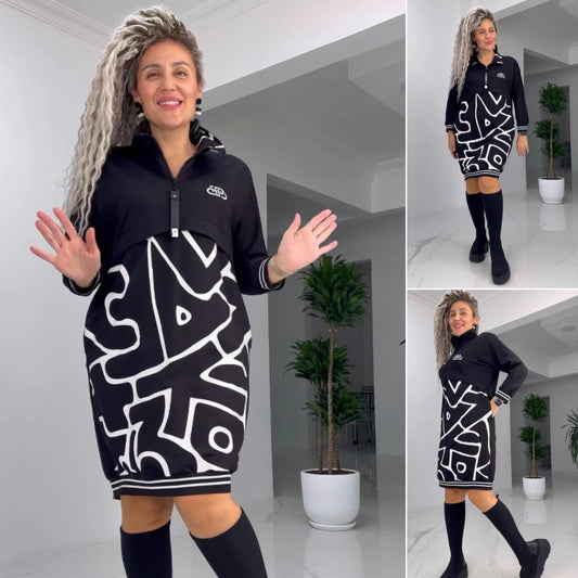 💖【S-5XL】💃2025 Wygodna sukienka z klapami i zamkiem błyskawicznym na wiosnę