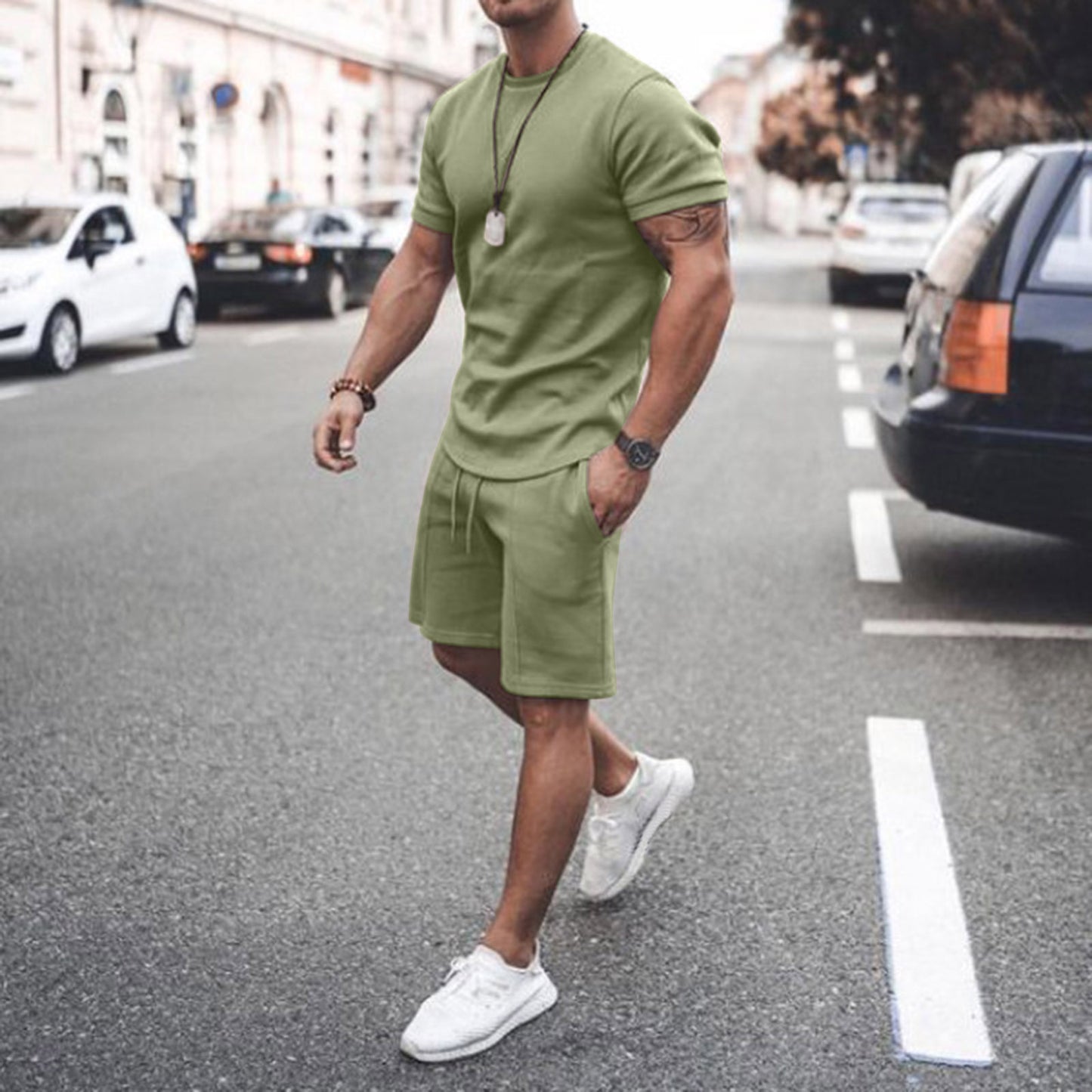【M-5XL】Nuevo conjunto deportivo de verano para hombre (camiseta de manga corta + pantalones cortos)