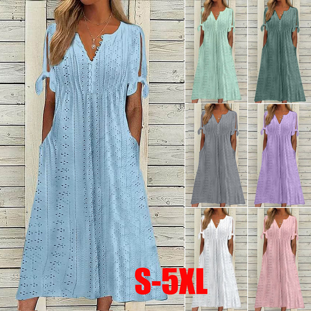 🔥[S-5XL]👗2026-os új, divatos, üreges, lélegző, laza, plus size ruha