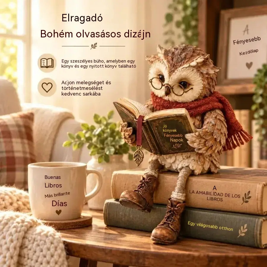 💥 50% kedvezmény korlátozott ideig! 🦉 Imádnivaló olvasó bagoly figura