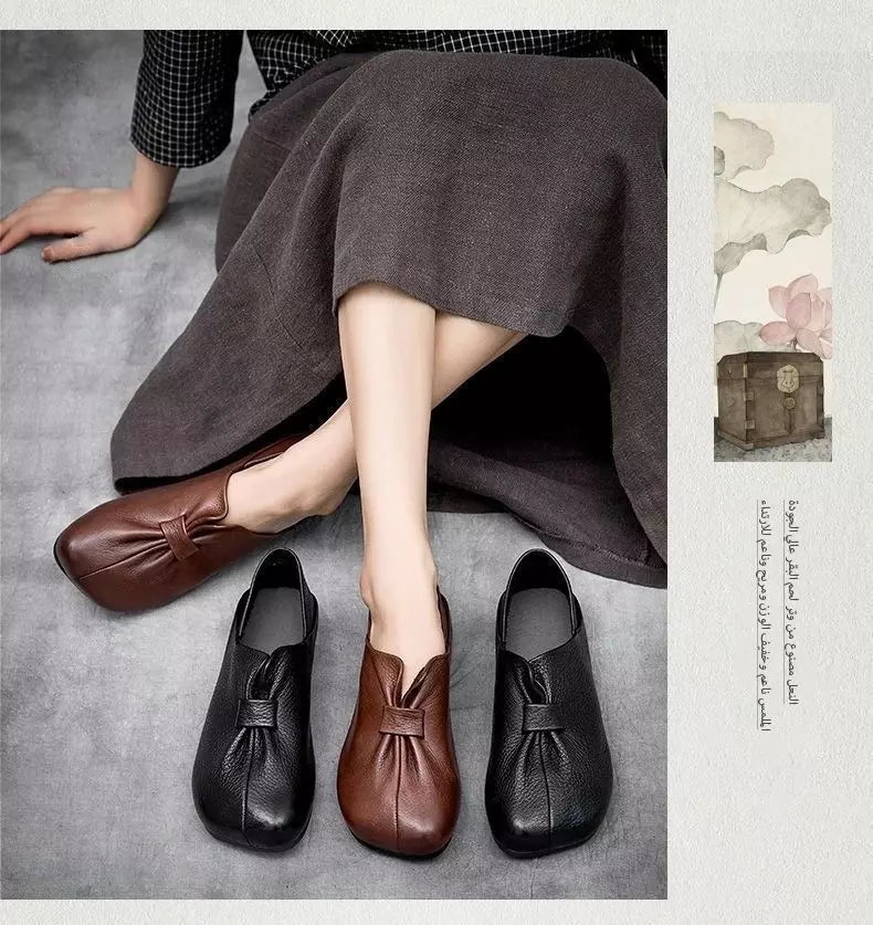 👡【35-42】Καλοκαίρι 2025 νέα μαλακά slip-on παπούτσια με φιόγκο,Υψηλής ποιότητας δέρμα αγελάδας,Απλό και εκλεπτυσμένο