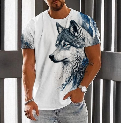 【2XS-6XL】👕👕 T-shirt męski z nadrukiem wilka
