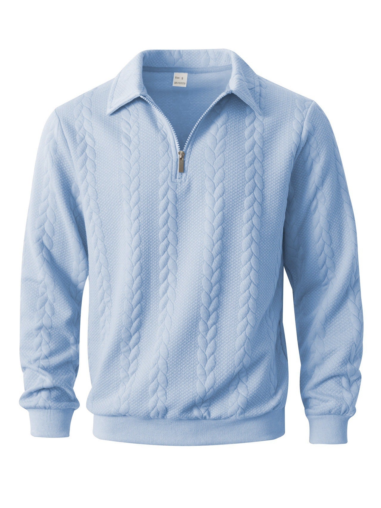 👔【S-3XL】Ανδρικό πλεκτό πουλόβερ με γιακά ζακάρ, casual μακριά μανίκια
