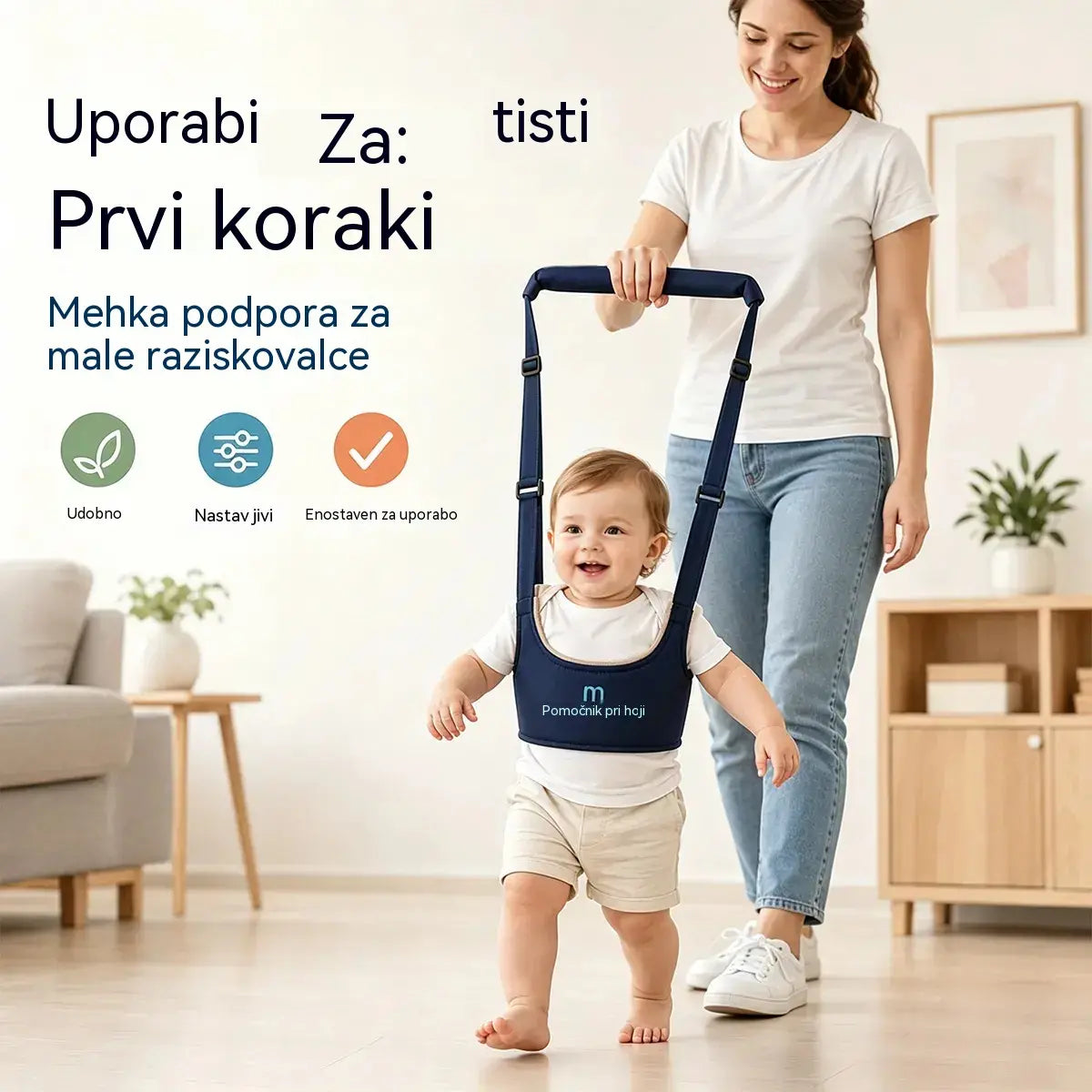 👶🍼 Nosilka za hojo in učenje | Nosilka za dojenčke 2 v 1, udobna, zračna in odporna proti padcem