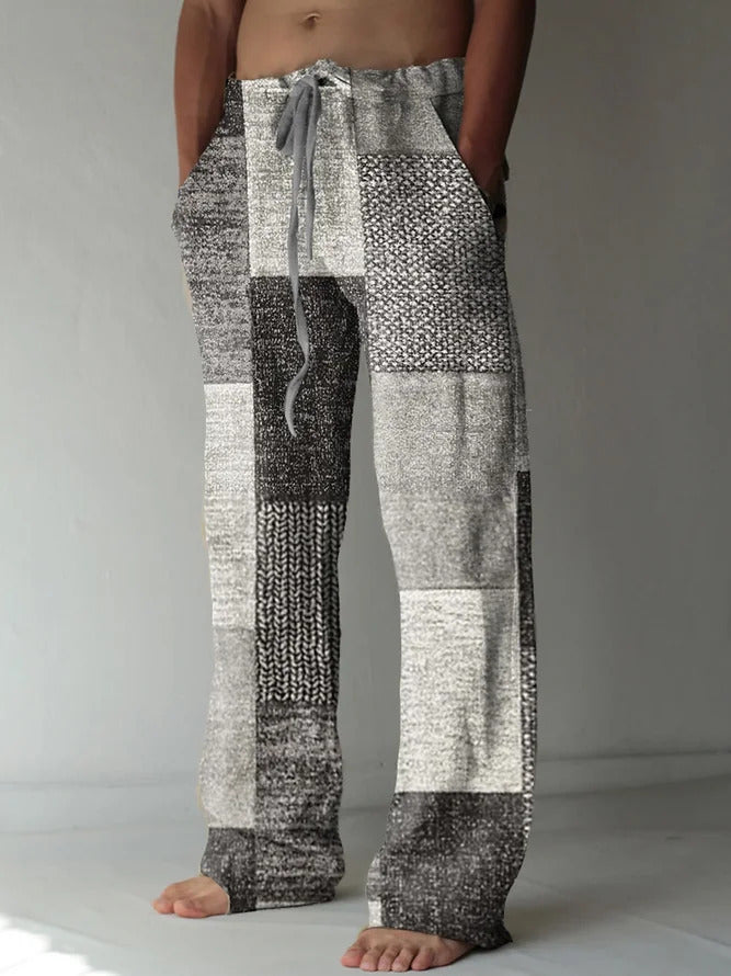 ✨👖【10 kolorów🌈】【S-6XL】😍 Męskie dopasowane spodnie, bawełna i len, duże rozmiary, swobodny i zrelaksowany styl boho, spodnie z szerokimi nogawkami
