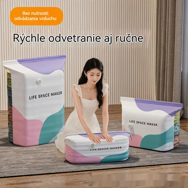 👕📦Kompressziós zsákok ruhák tárolásához – nincs szükség porszívóra, megerősített kialakítás.