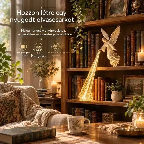 🎃🔥 3D angyalos dekoratív LED világítás | Fantázia megvilágított könyvespolc dekoráció