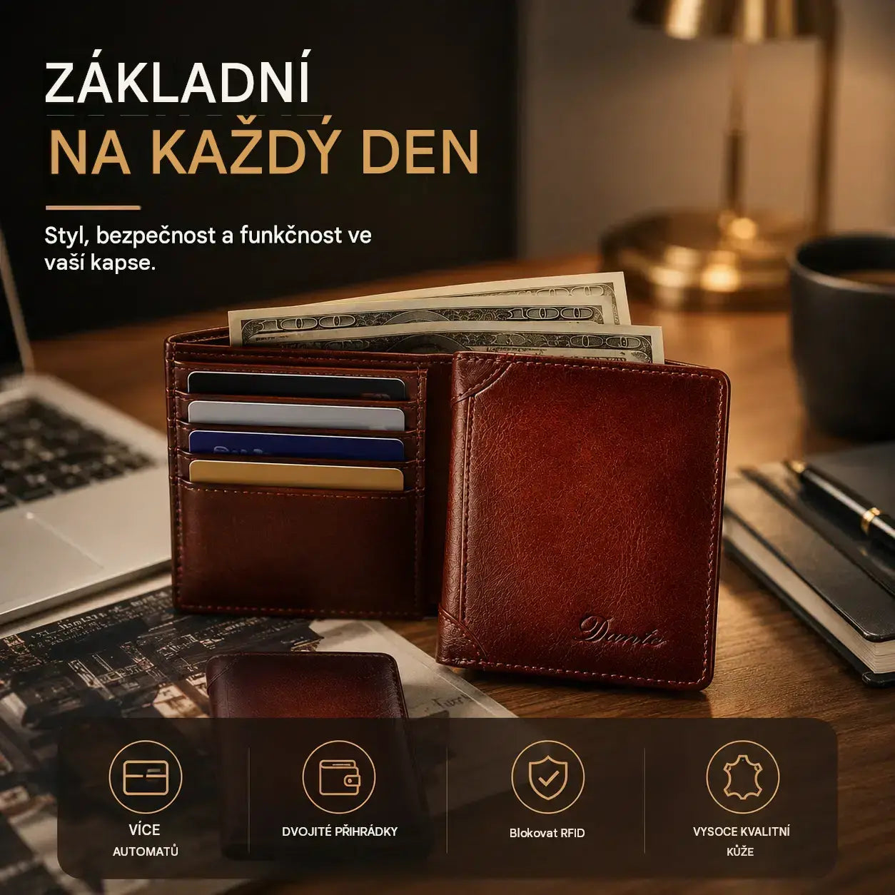 Nová pánská peněženka z pravé kůže s ochranou proti krádeži