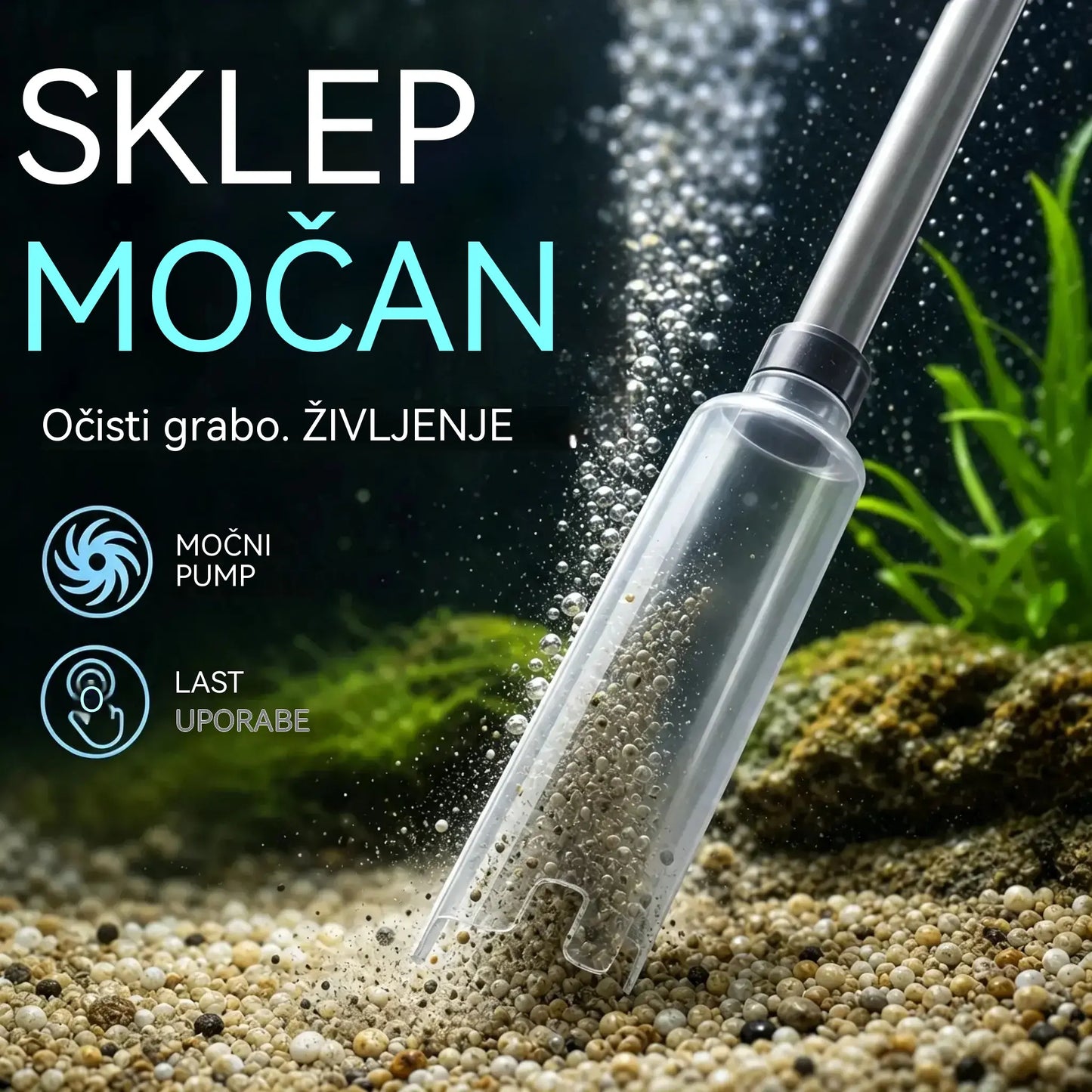 🐠 Električni čistilec akvarijske podlage: Na baterije, nastavljiva dolžina cevi, enostavno čiščenje; primeren za vse vrste akvarijev 🧹🐟