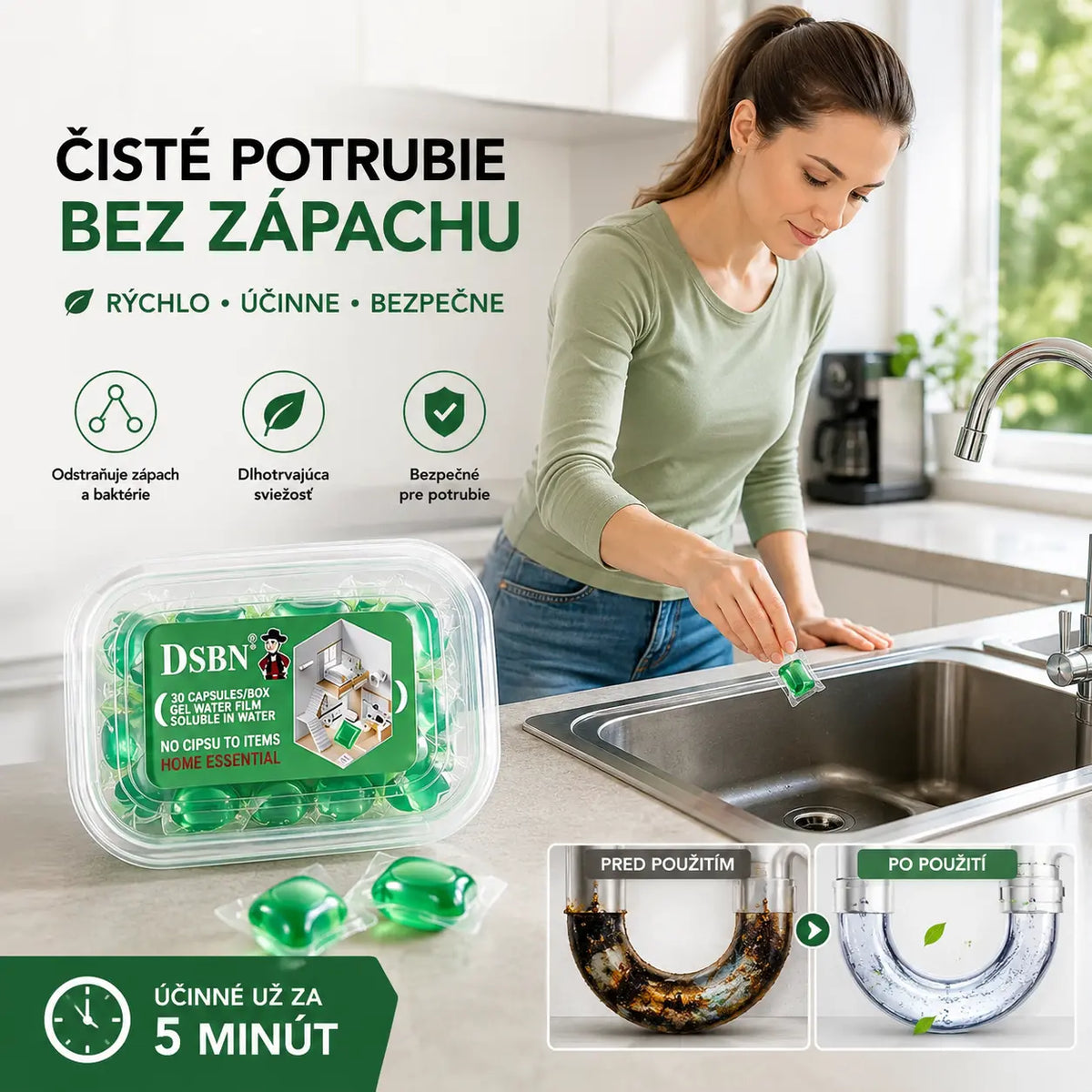 2 doboz (összesen 100 tabletta) 🏠💧 Lefolyószag-semlegesítő kapszula – a bioenzimes formula közvetlenül a forrásnál semlegesíti a szagokat.