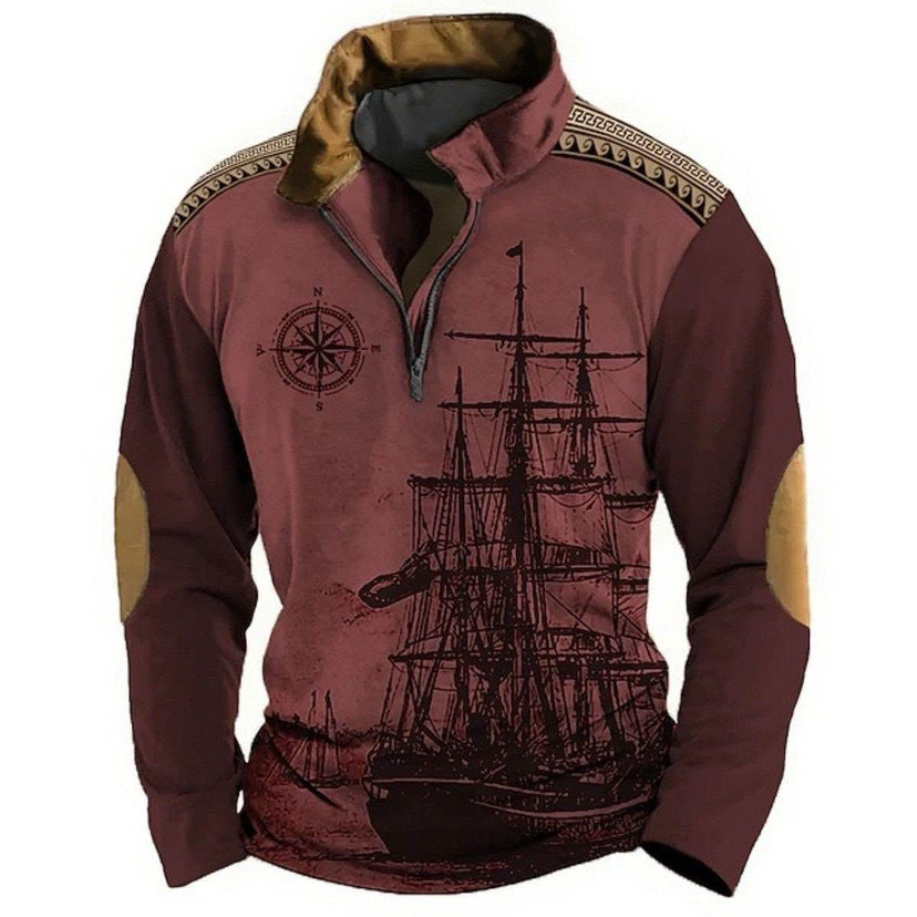 【XS-5XL】🔥Časovno omejena ponudba:🔥 Moška polo majica z visokim ovratnikom in jadralno tematiko - novost, mehka in udobna