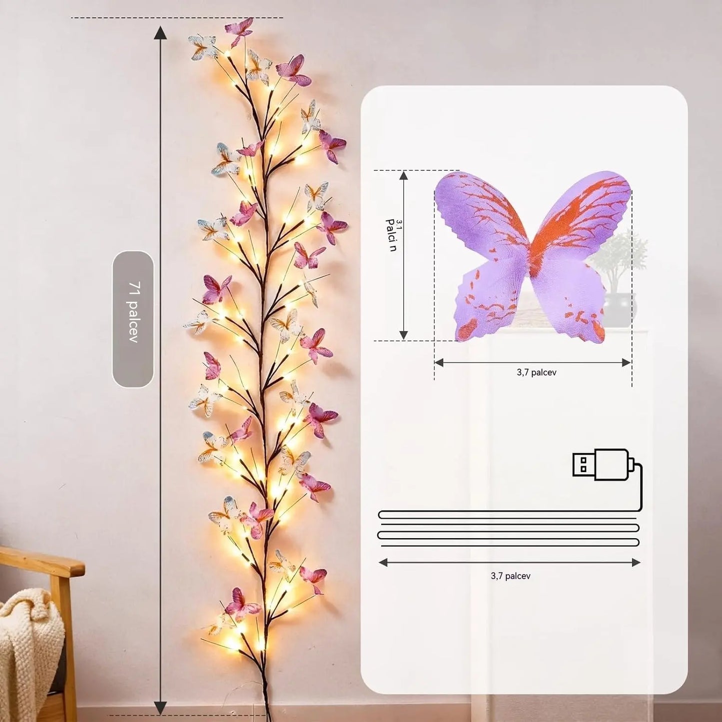 ✨ Fleksibilna LED svetilka v obliki trte v obliki metulja – Ustvarite sanjsko in toplo vzdušje v svojem domu 🦋💡