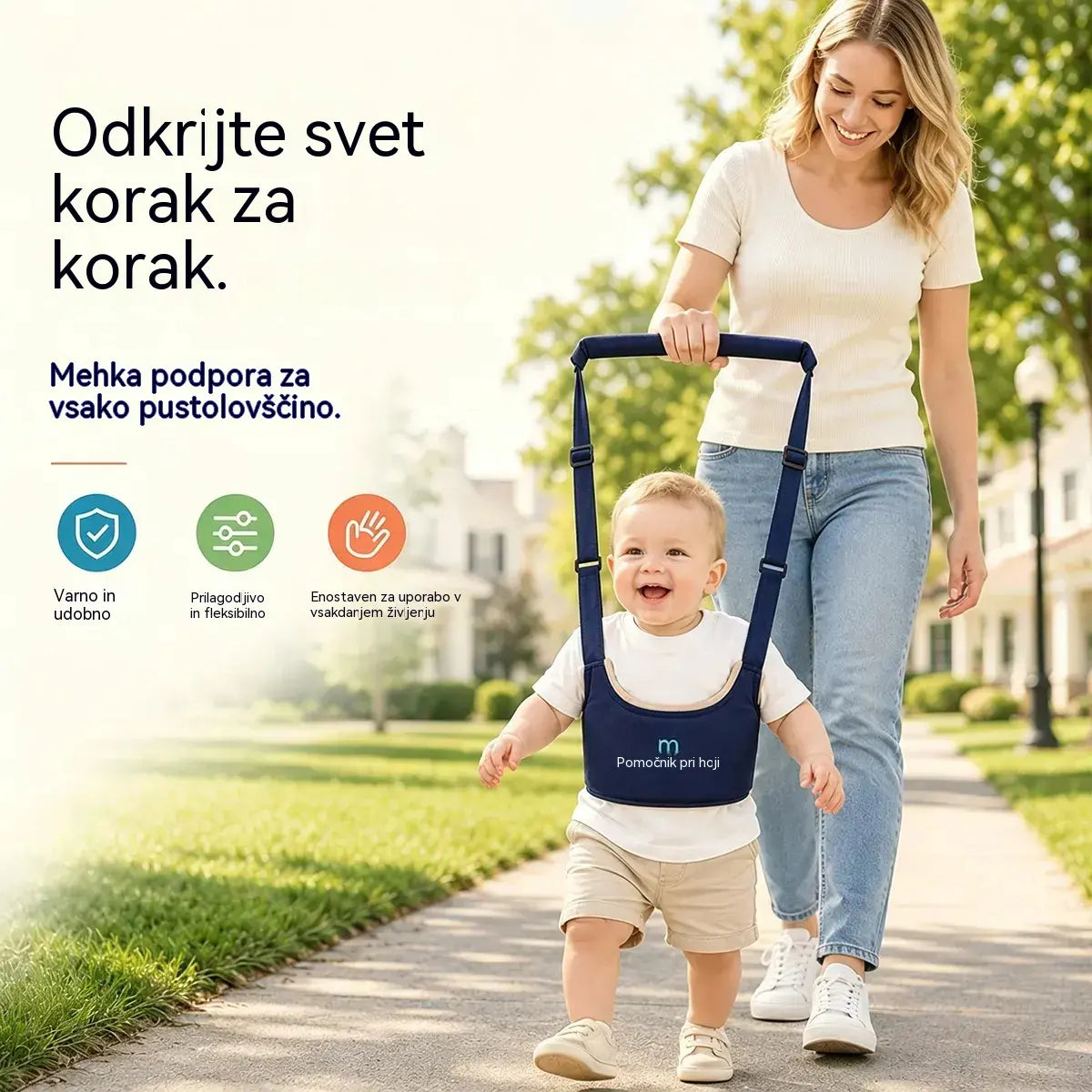 👶🍼 Nosilka za hojo in učenje | Nosilka za dojenčke 2 v 1, udobna, zračna in odporna proti padcem