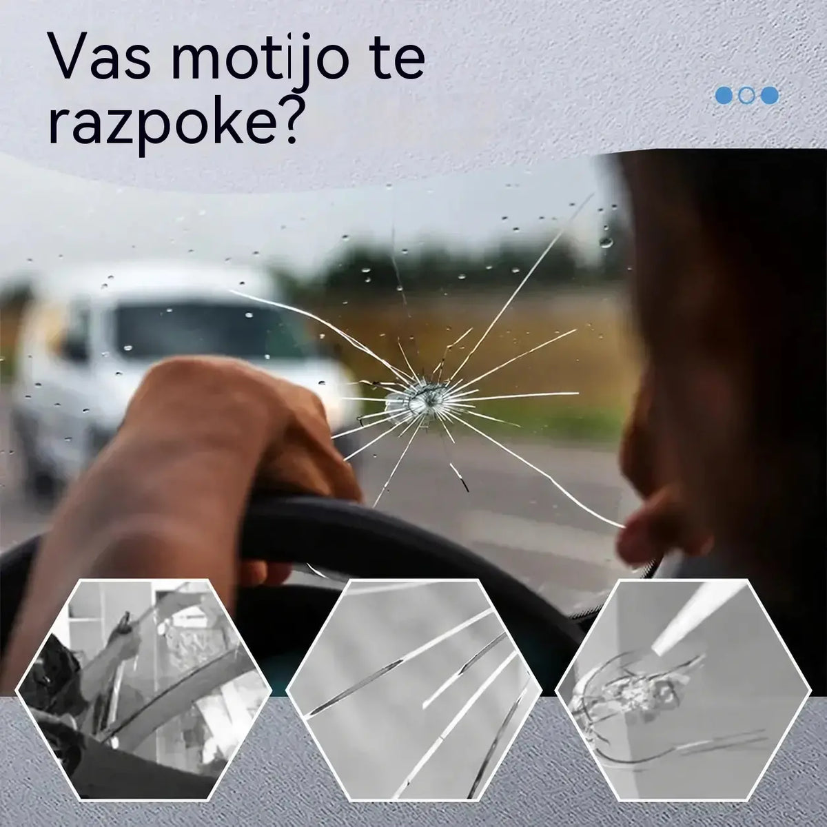 🚗【Komplet 3 kosov】Smola za popravilo vetrobranskega stekla – Uporablja se za popravilo majhnih razpok in sledi udarcev na steklu.
