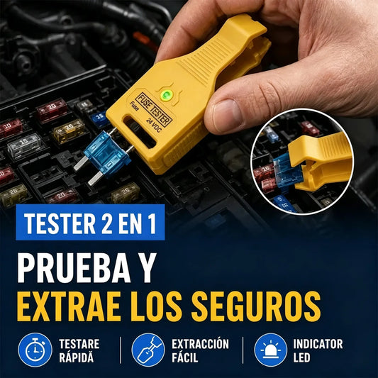 ⚡💥 Probador de fusibles y alicates 2 en 1 para coche (compatible con 12V/24V / indicador LED verde / espaciado ajustable / alicates extractores / para coche, camión y barco). 🚗✨