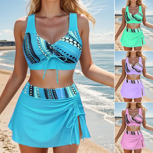 🔥👙【Poletna razprodaja】【Velikosti - 2XL】Modni ženski hitrosušeči dvodelni komplet kopalk s potiskom