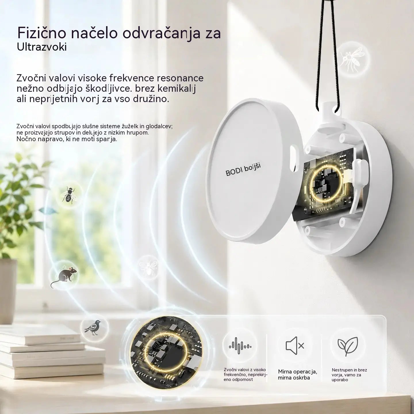 🔥【2 za samo 23 €】🐦 Prenosni ultrazvočni odganjalec ptic | Avtomatski odganjalec golobov, primeren za balkone, vrtove in zunanje prostore