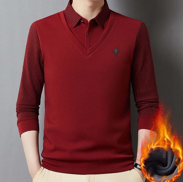 🔥【M-4XL】👔 Ανδρικό premium κασμιρένιο ζεστό σετ μπλούζας με μακριά μανίκια