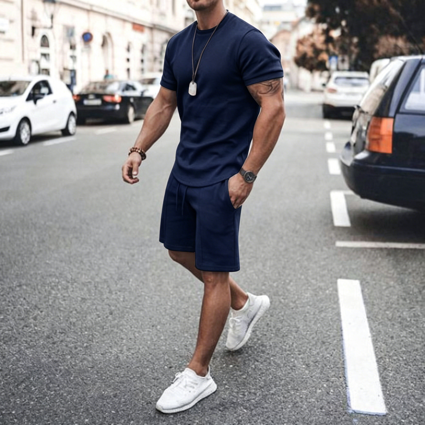 【M-5XL】Nuevo conjunto deportivo de verano para hombre (camiseta de manga corta + pantalones cortos)