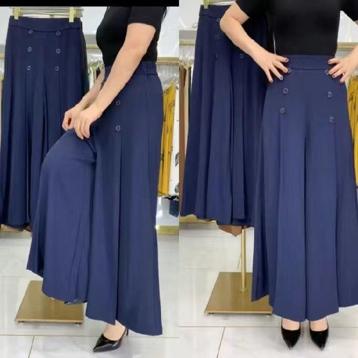 💖【M-5XL】Modna, drapowana spódnica damska z szerokimi nogawkami i wysokim stanem
