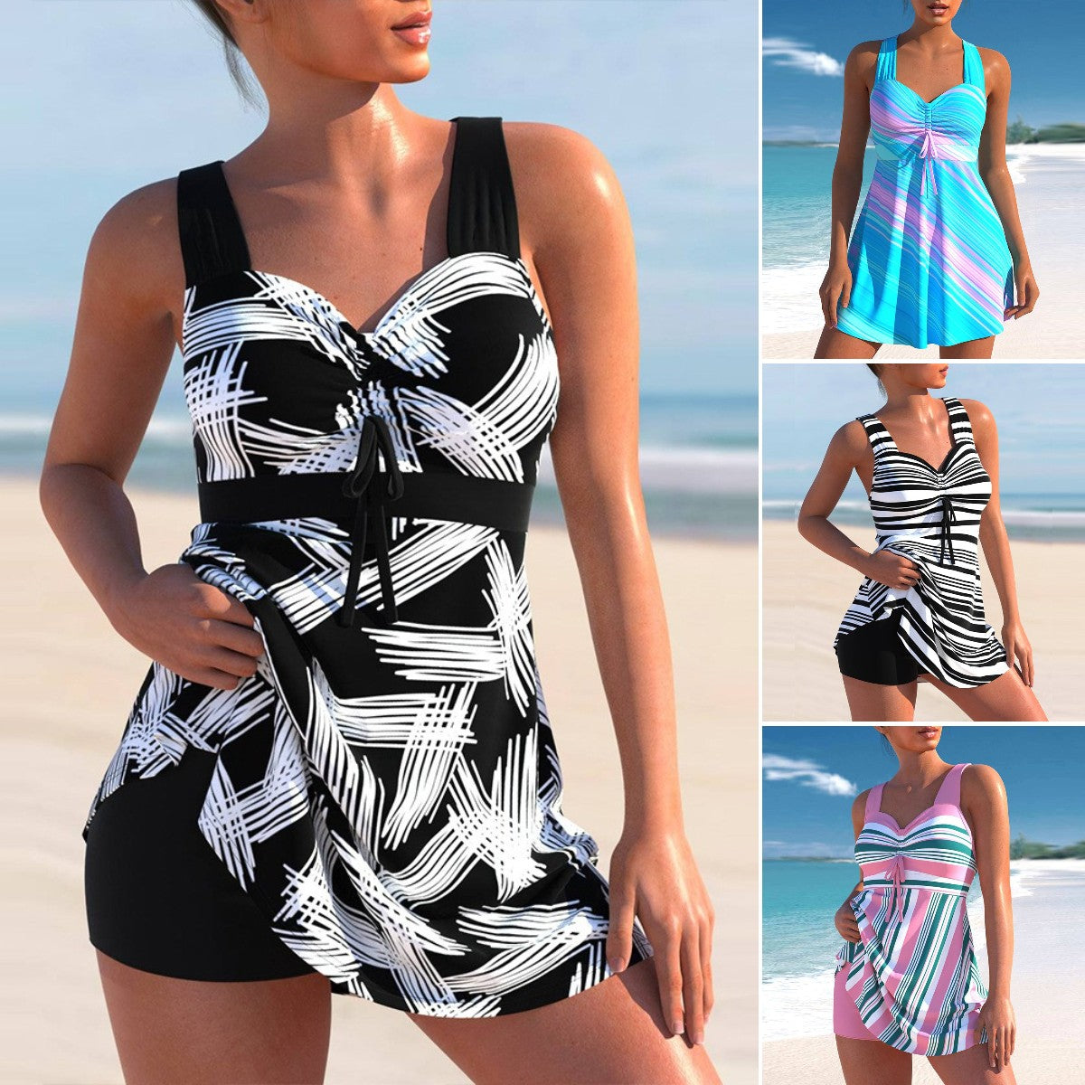 🌴🤽‍♀️50 % popust! Nove poletne črtaste kopalke za ženske, velikosti S-5XL, idealne za sproščujoč čas na plaži.