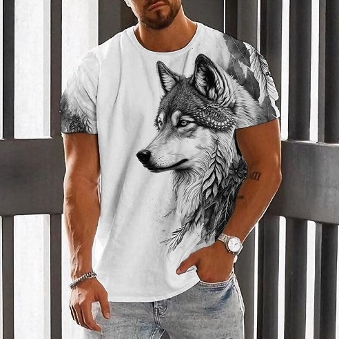 【2XS-6XL】👕👕 T-shirt męski z nadrukiem wilka