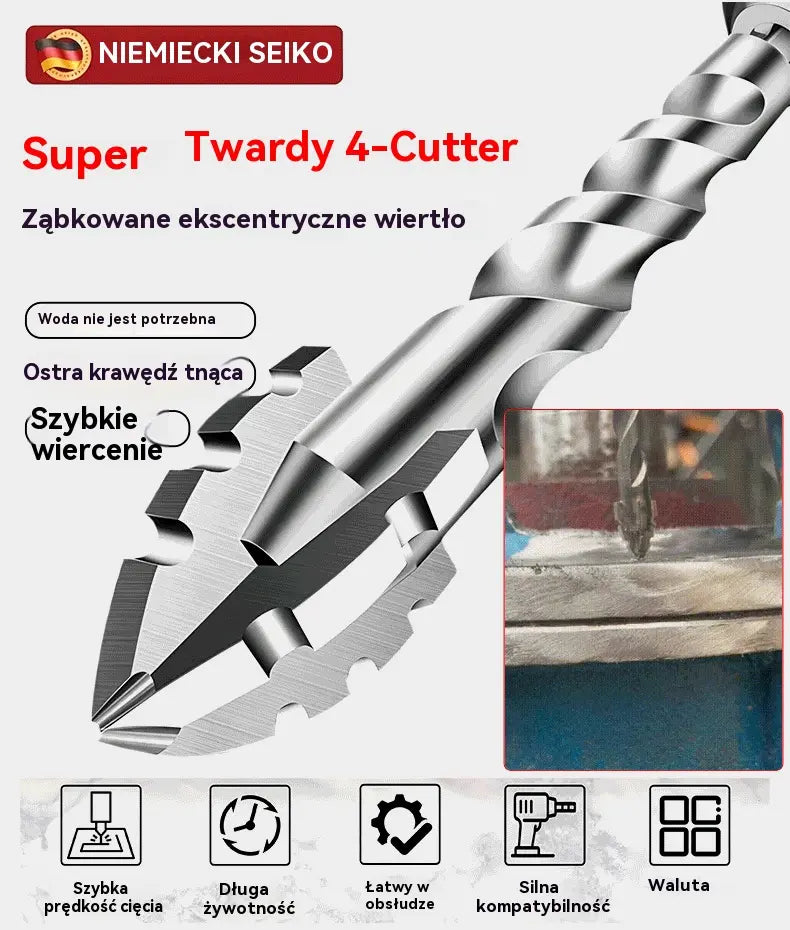🥇【3+4+5+6+8+10+12】Wiertło mimośrodowe 7. generacji z supertwardej stali wolframowej z ząbkowaną krawędzią