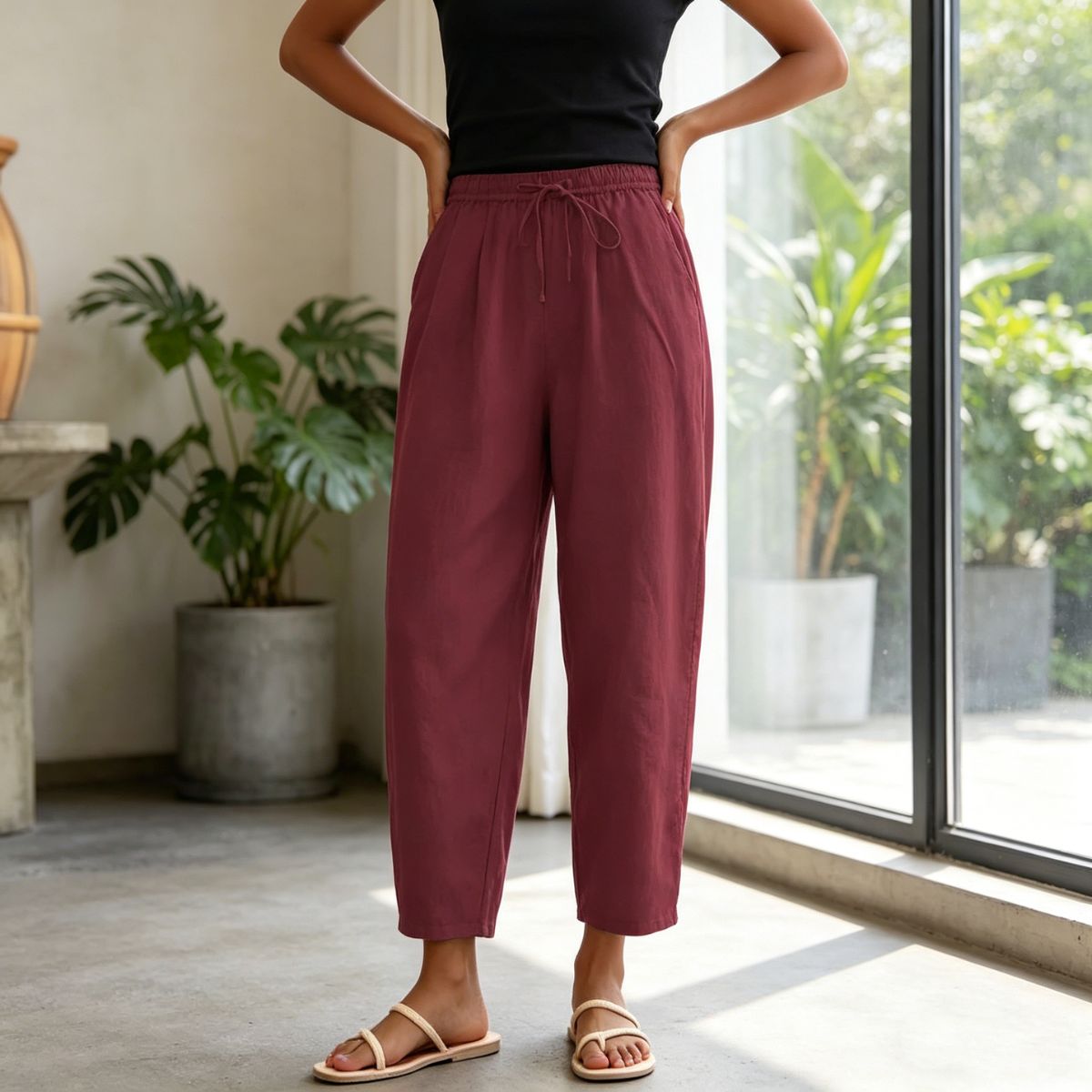 😍💕 Γυναικείο Casual Παντελόνι από Βαμβάκι και Λινό (40–120 κιλά) ✅️ Αντικαταβολή