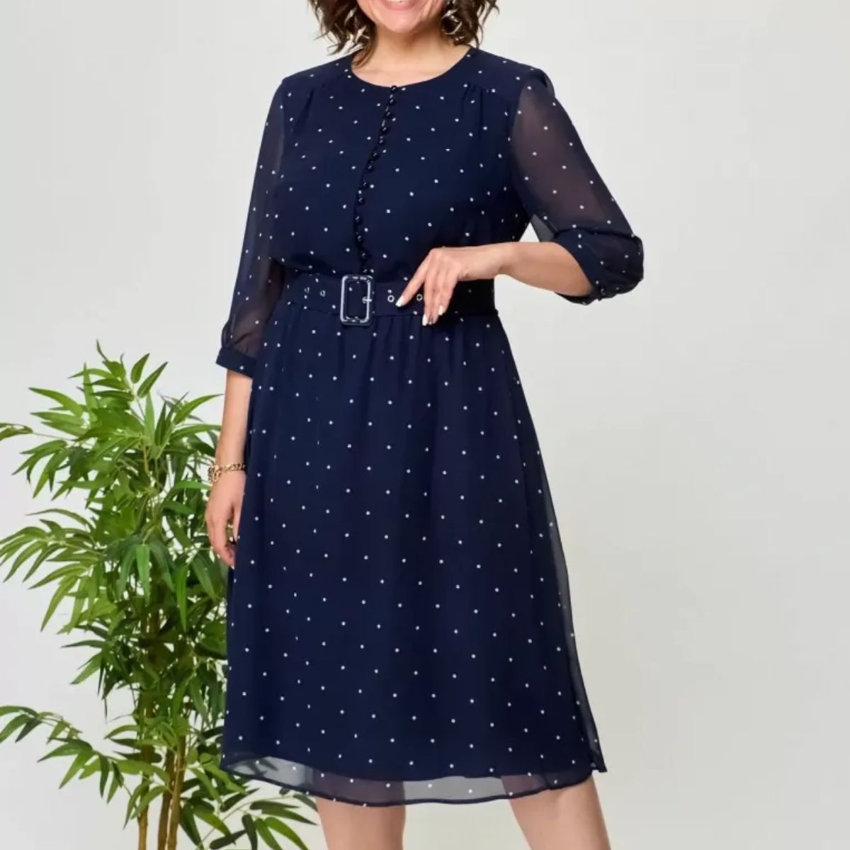 🔥【S-5XL】2026 Új Divatos és Elegáns Sifon Pöttyös Könnyű Ruha