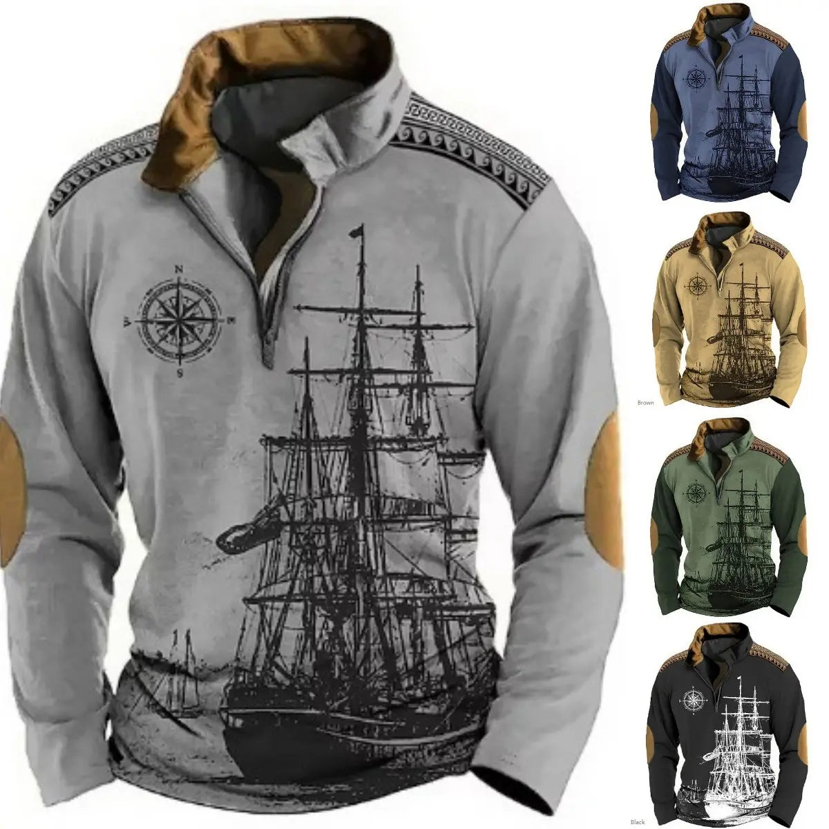 【XS-5XL】🔥Časovno omejena ponudba:🔥 Moška polo majica z visokim ovratnikom in jadralno tematiko - novost, mehka in udobna